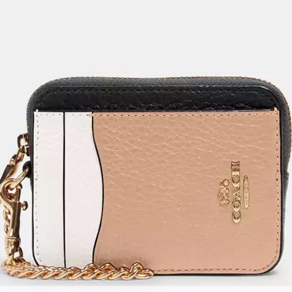 Coach Zip Card Case In Colorblock nwt in packaging